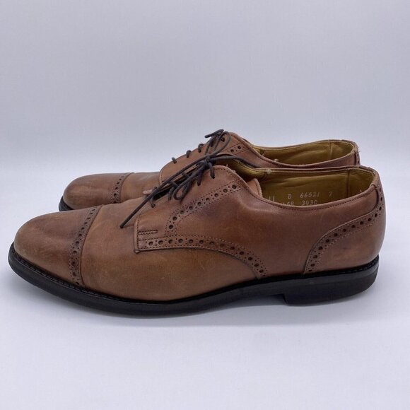 Allen Edmonds Shoes Men\'s 11 D Benton Cap Toe Brogue Derby Brown Leather Vibram main image 5